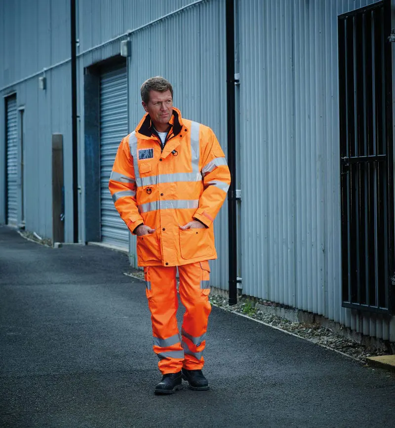 Yoko Mens Hi Vis Polycotton Cargo Trousers With Kneepad Pockets Hv018T And 3M