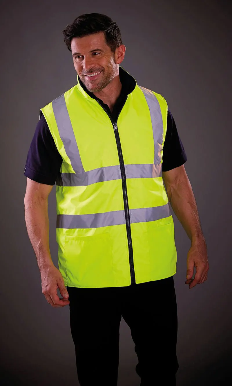 Yoko Mens Hi Vis Reversible Fleece Bodywarmer Hv008F