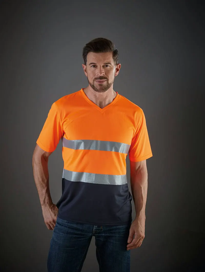 Yoko Mens Hi Vis Top Cool Super Light V Neck T Shirt HVJ910